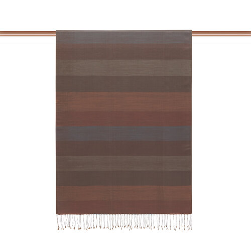 Ash Brown Block Striped Reversible Silk Scarf