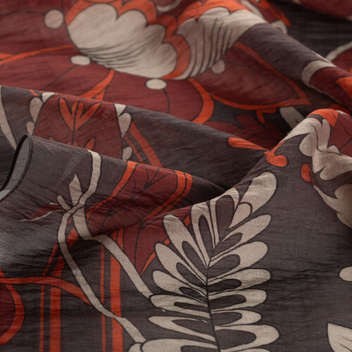 Ash Brown Burgundy Royal Ivy Pattern Tencel Scarf