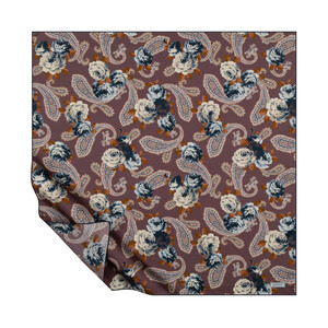 Ash Brown Eastern Rose Twill Silk Scarf - Thumbnail