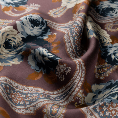 Ash Brown Eastern Rose Twill Silk Scarf