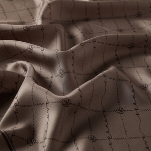 ipekevi - Ash Brown Monogram Silk Twill Scarf (1)