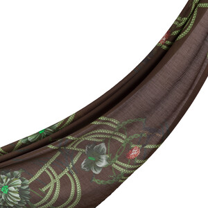 ipekevi - Ash Brown Mystic Garden Print Tencel Scarf