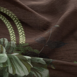 Ash Brown Mystic Garden Print Tencel Scarf - Thumbnail