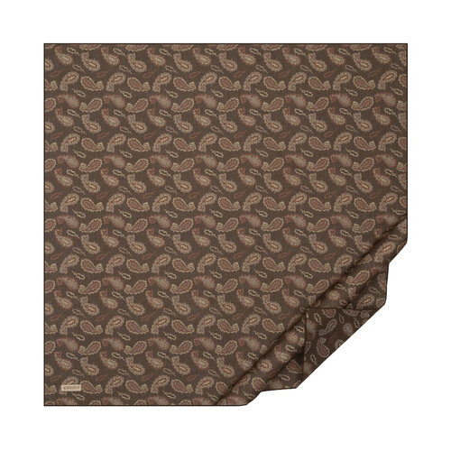 Ash Brown Paisley Print Silk Scarf
