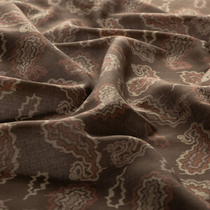 ipekevi - Ash Brown Paisley Print Silk Scarf (1)