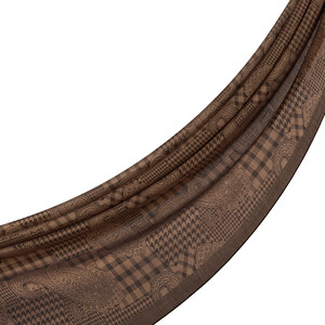 Ash Brown Patchwork Paisley Print Tencel Scarf - Thumbnail