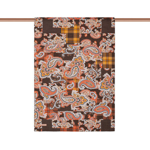 Ash Brown Patchwork Print Tencel Scarf - Thumbnail