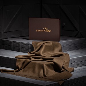 Ashy Brown Cashmere Wool Silk Prime Scarf - Thumbnail