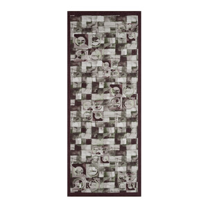 Ask Brown Mono Mosaic Print Tencel Scarf - Thumbnail