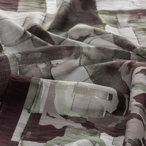 Ask Brown Mono Mosaic Print Tencel Scarf - Thumbnail