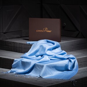 Baby Blue Cashmere Silk Prime Scarf - Thumbnail