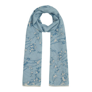 Baby Blue Cercis Flower Cotton Rayon Scarf - Thumbnail