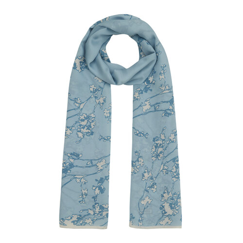 Baby Blue Cercis Flower Cotton Rayon Scarf