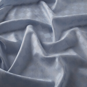 Baby Blue Checkered Cotton Silk Scarf - Thumbnail