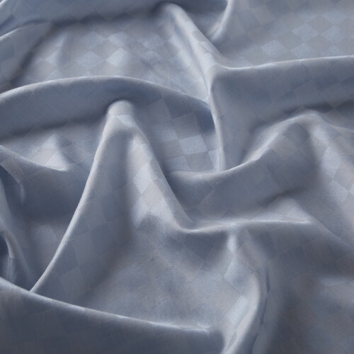 Baby Blue Checkered Cotton Silk Scarf