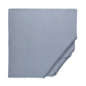 Baby Blue Checkered Wool Silk Scarf - Thumbnail