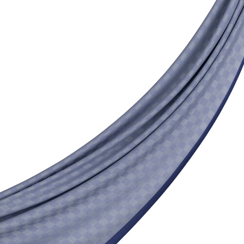 Baby Blue Checkered Wool Silk Scarf