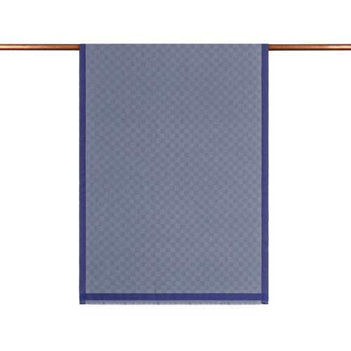 Baby Blue Checkered Wool Silk Scarf