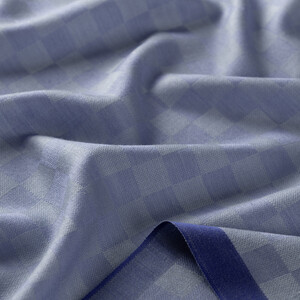 Baby Blue Checkered Wool Silk Scarf - Thumbnail