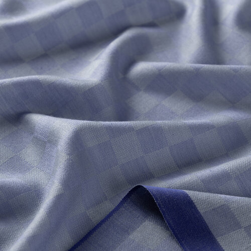 Baby Blue Checkered Wool Silk Scarf