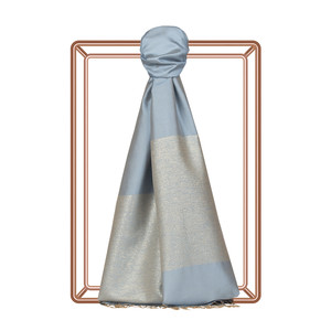 Baby Blue Duchess Lurex Silk Scarf - Thumbnail