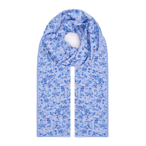 Baby Blue Eastern Garden Cotton Scarf - Thumbnail