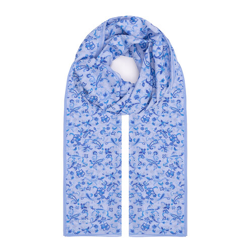 Baby Blue Eastern Garden Cotton Scarf