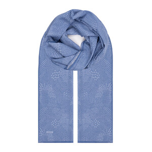 Baby Blue Ethnic Harmony Print Cotton Scarf - Thumbnail
