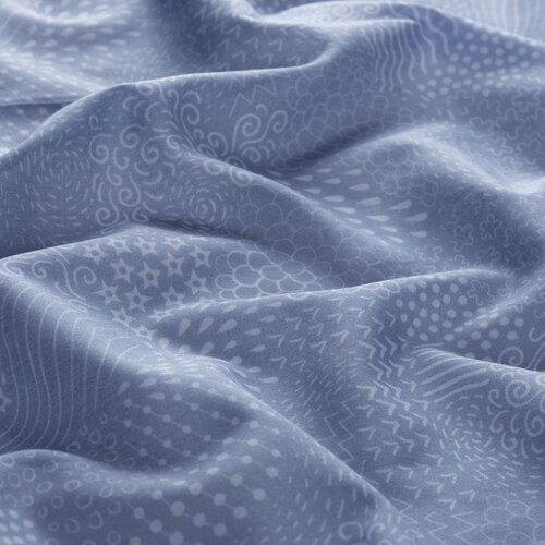 Baby Blue Ethnic Harmony Print Cotton Scarf