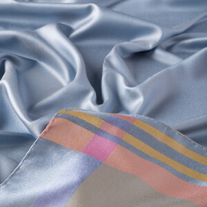 Baby Blue Frame Silk Scarf - Thumbnail