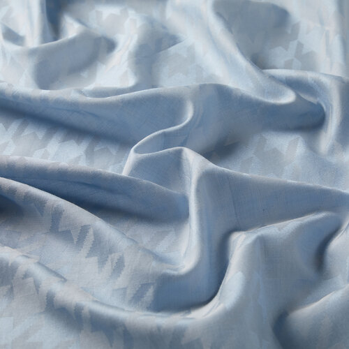 Baby blue Houndstooth Cotton Silk Scarf