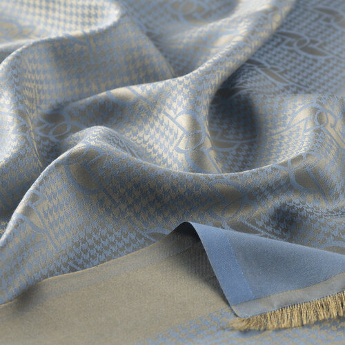 Baby Blue IE Monogram Cotton Silk Scarf