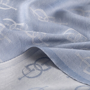 Baby Blue IE Monogram Wool Silk Scarf - Thumbnail