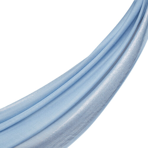 Baby Blue Lurex Border Wool Silk Scarf