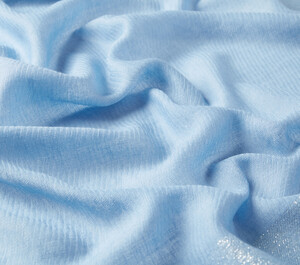 Baby Blue Lurex Border Wool Silk Scarf - Thumbnail