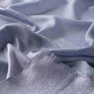 Baby Blue Lurex Cotton Silk Scarf - Thumbnail