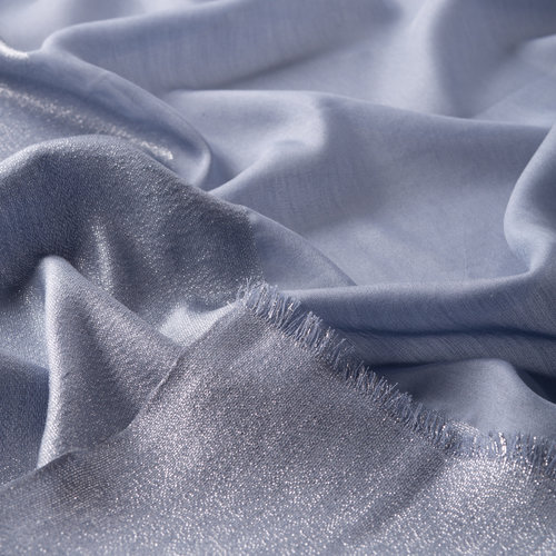 Baby Blue Lurex Cotton Silk Scarf