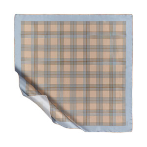 Baby Blue Marled Plaid Silk Twill Scarf - Thumbnail