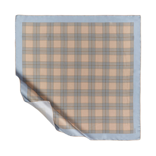 Baby Blue Marled Plaid Silk Twill Scarf