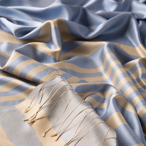 ipekevi - Baby Blue Meridian Striped Silk Scarf (1)