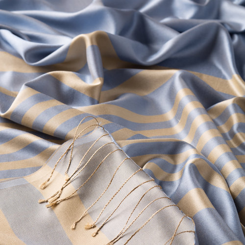 Baby Blue Meridian Striped Silk Scarf