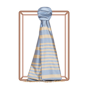 Baby Blue Meridian Striped Silk Scarf - Thumbnail