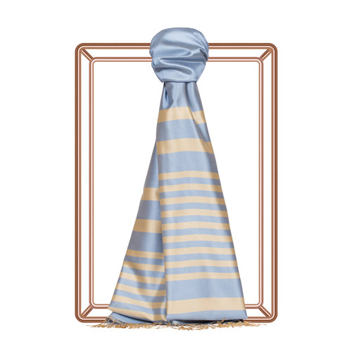 Baby Blue Meridian Striped Silk Scarf