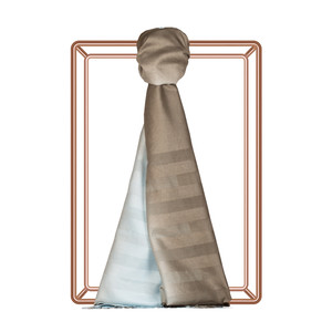 Baby Blue Mink Mono Striped Gradient Silk Scarf - Thumbnail