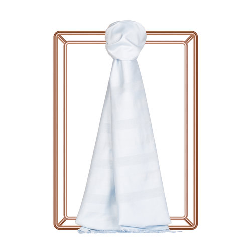 Baby Blue Mono Striped Silk Scarf