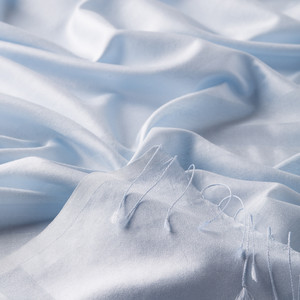 Baby Blue Mono Striped Silk Scarf - Thumbnail
