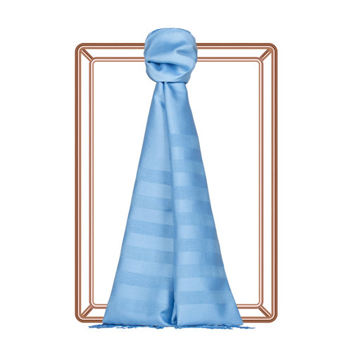 Baby Blue Mono Striped Silk Scarf