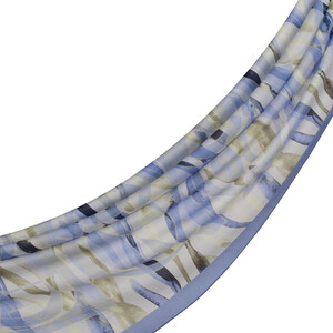 Baby Blue Mono Wave Print Tencel Scarf - Thumbnail