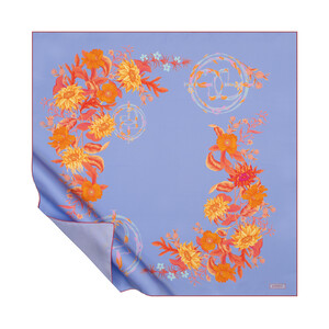 Baby Blue Monogram Garden Twill Silk Scarf - Thumbnail