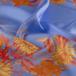Baby Blue Monogram Garden Twill Silk Scarf - Thumbnail